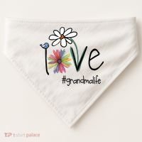 Love Grandma Life Art Flower USA-Made Doggie Bandana thumb 0