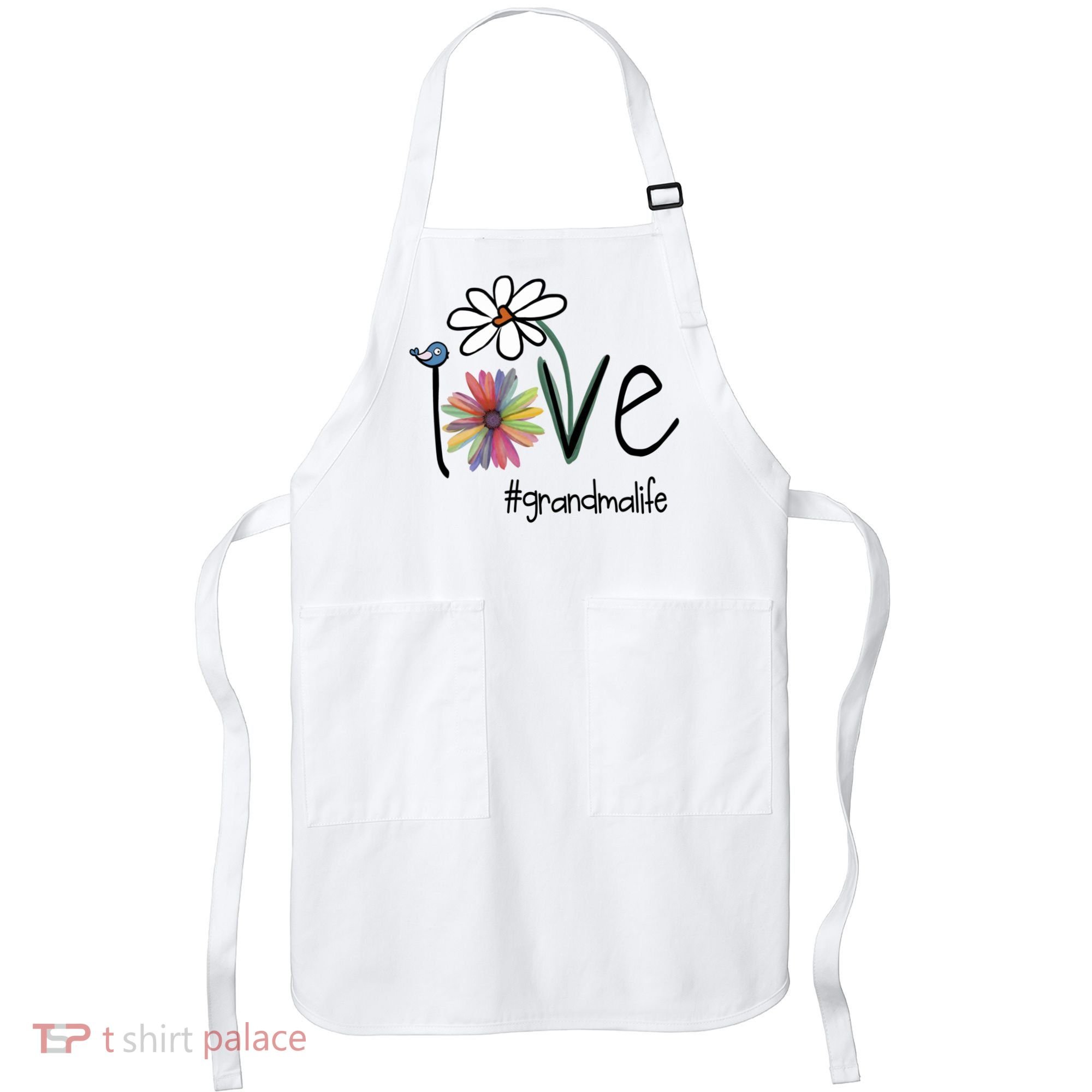 Love Grandma Life Art Flower Apron