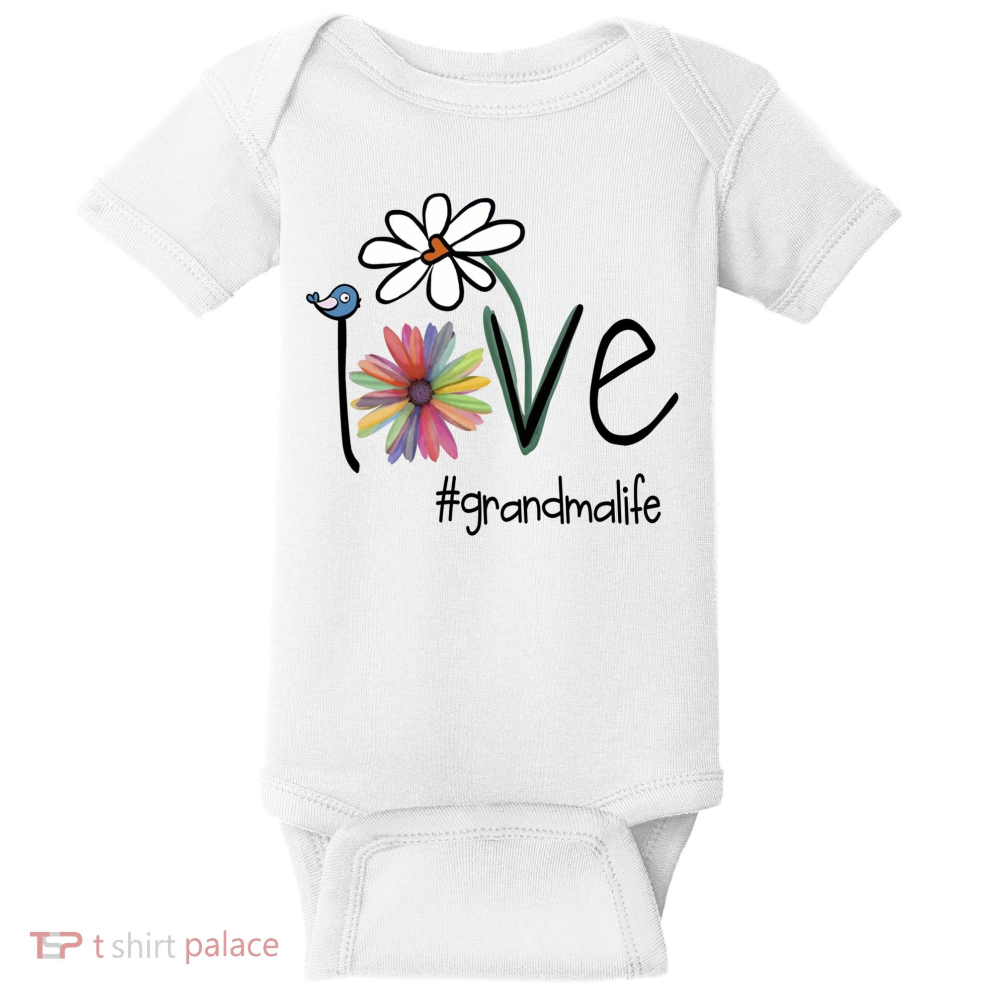 Love Grandma Life Art Flower Baby Bodysuit