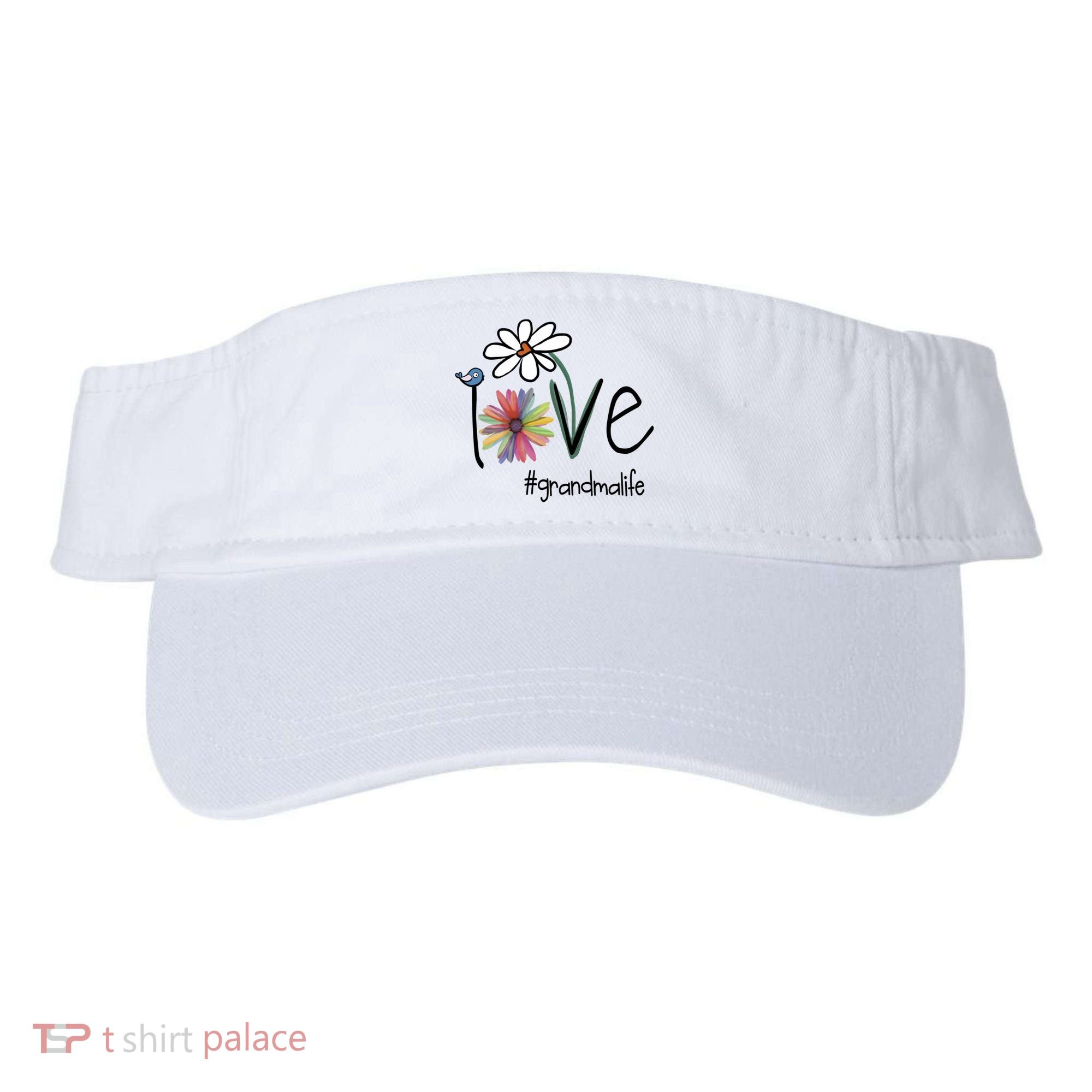 Love Grandma Life Art Flower Visor