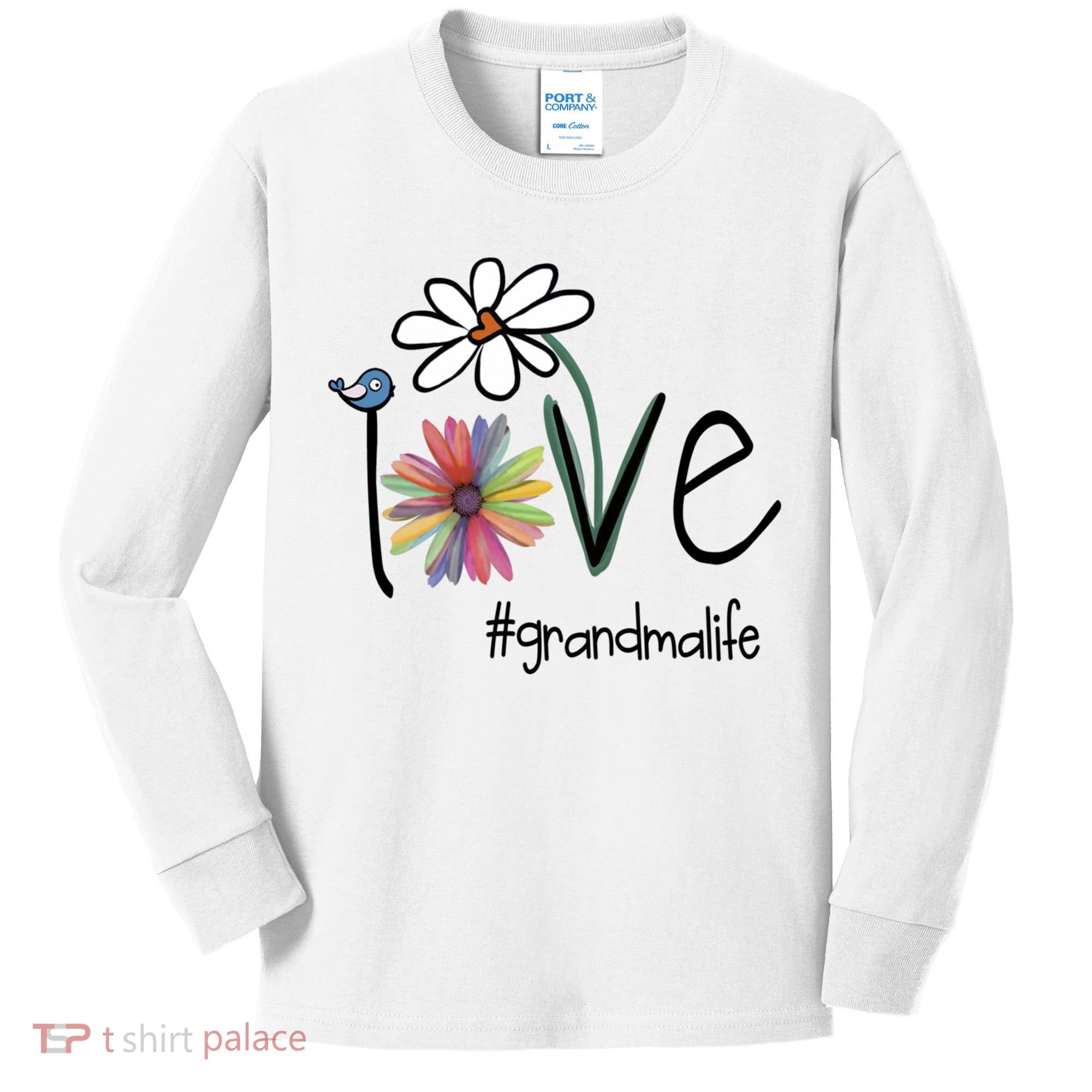 Love Grandma Life Art Flower Kids Long Sleeve Shirt