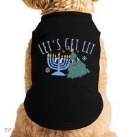 LetS Get Lit Chrismukkah Hanukkah Christmas Matching Family Doggie Tank thumb 0