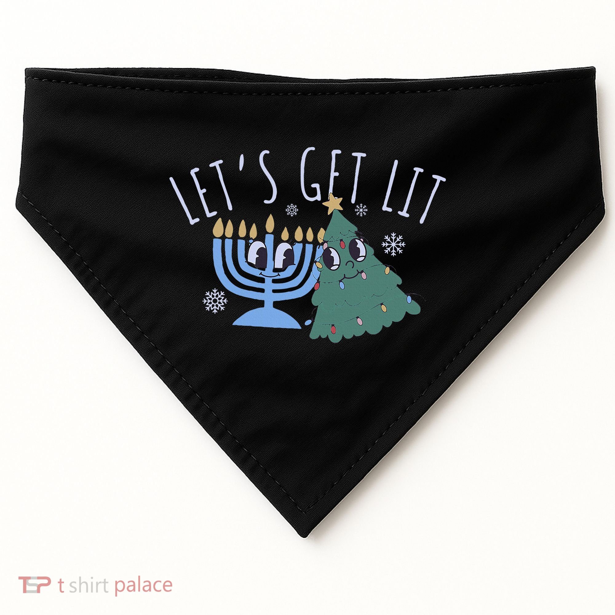 LetS Get Lit Chrismukkah Hanukkah Christmas Matching Family USA-Made Doggie Bandana