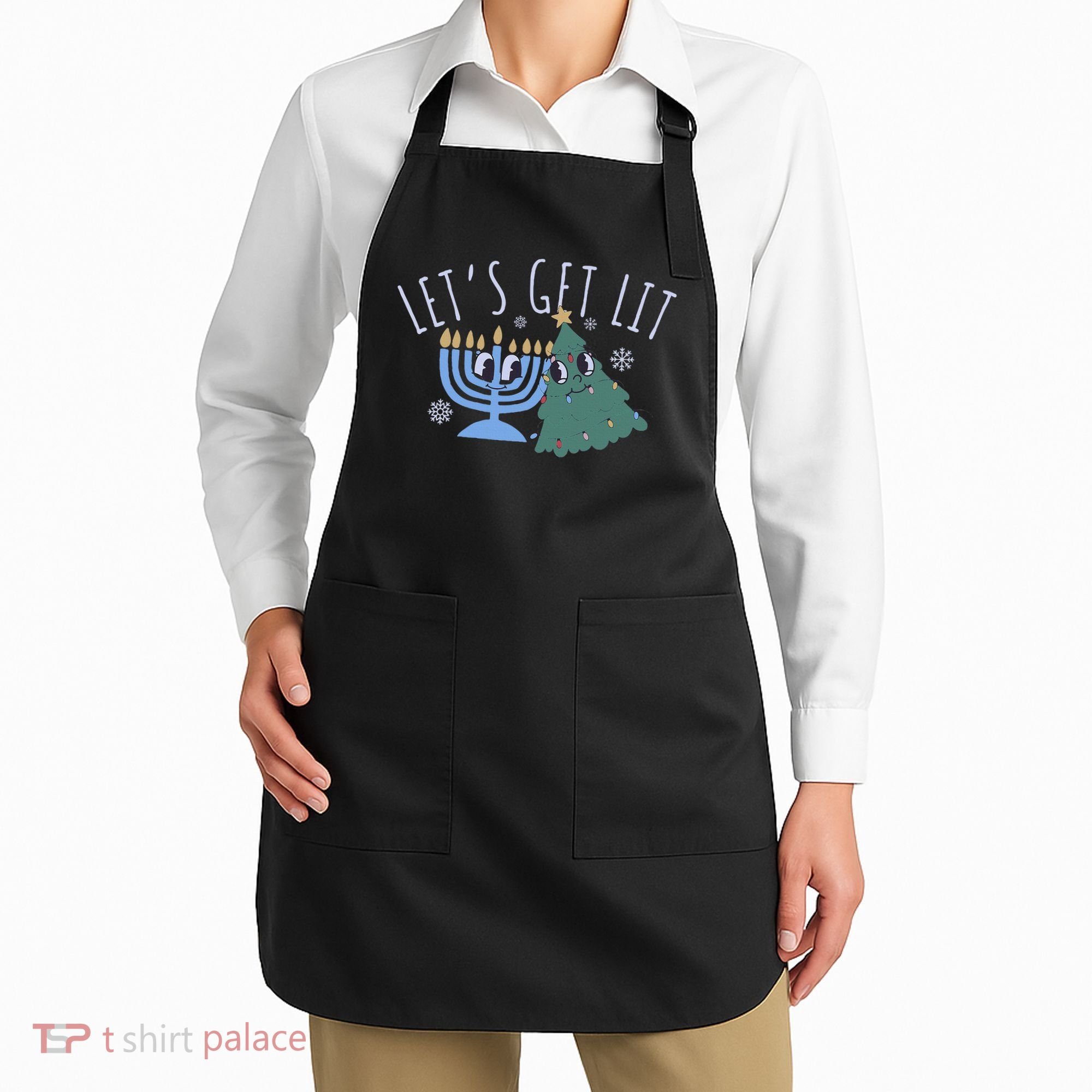 LetS Get Lit Chrismukkah Hanukkah Christmas Matching Family Apron