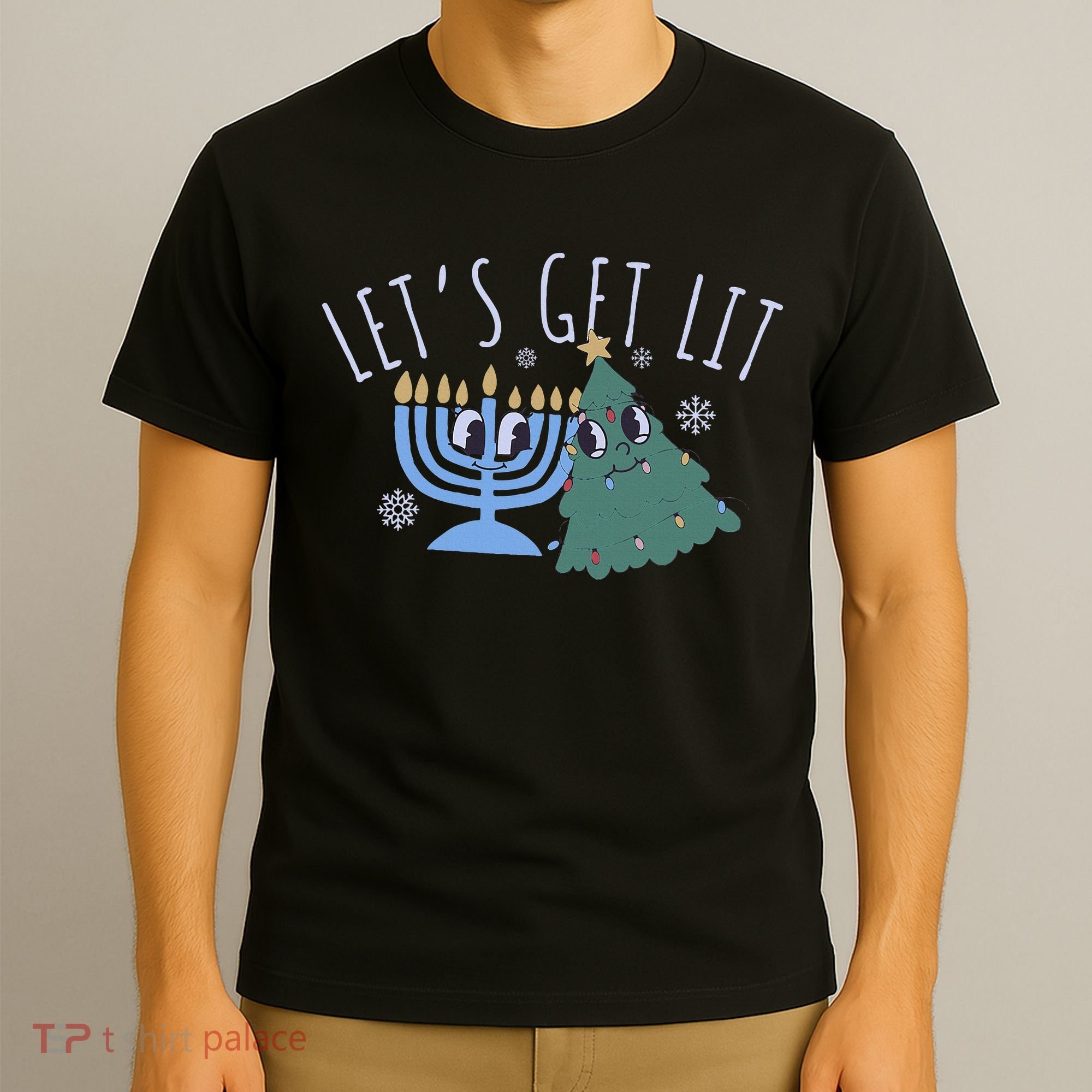LetS Get Lit Chrismukkah Hanukkah Christmas Matching Family T-Shirt