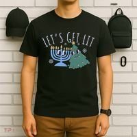 LetS Get Lit Chrismukkah Hanukkah Christmas Matching Family T-Shirt thumb 6
