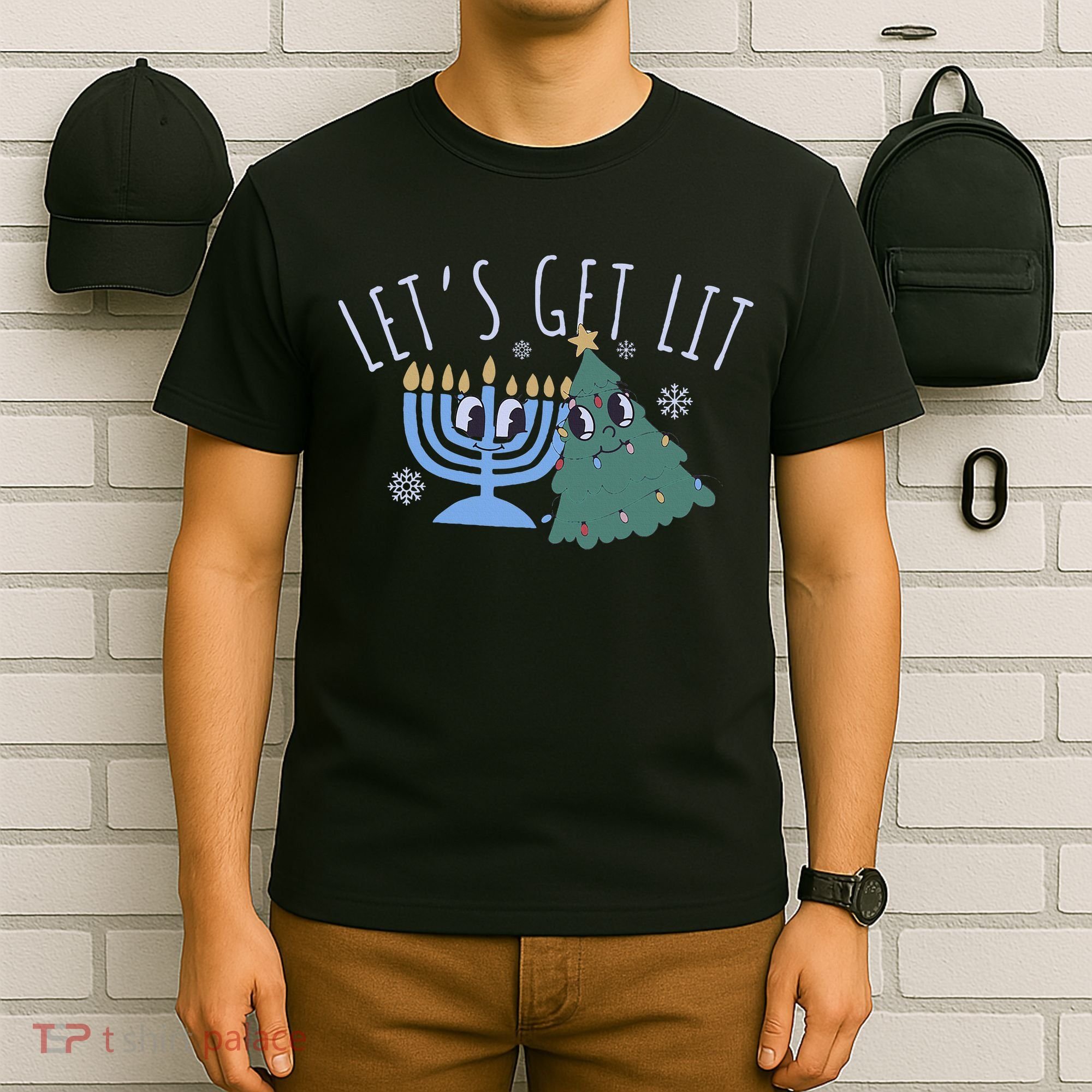 LetS Get Lit Chrismukkah Hanukkah Christmas Matching Family T-Shirt