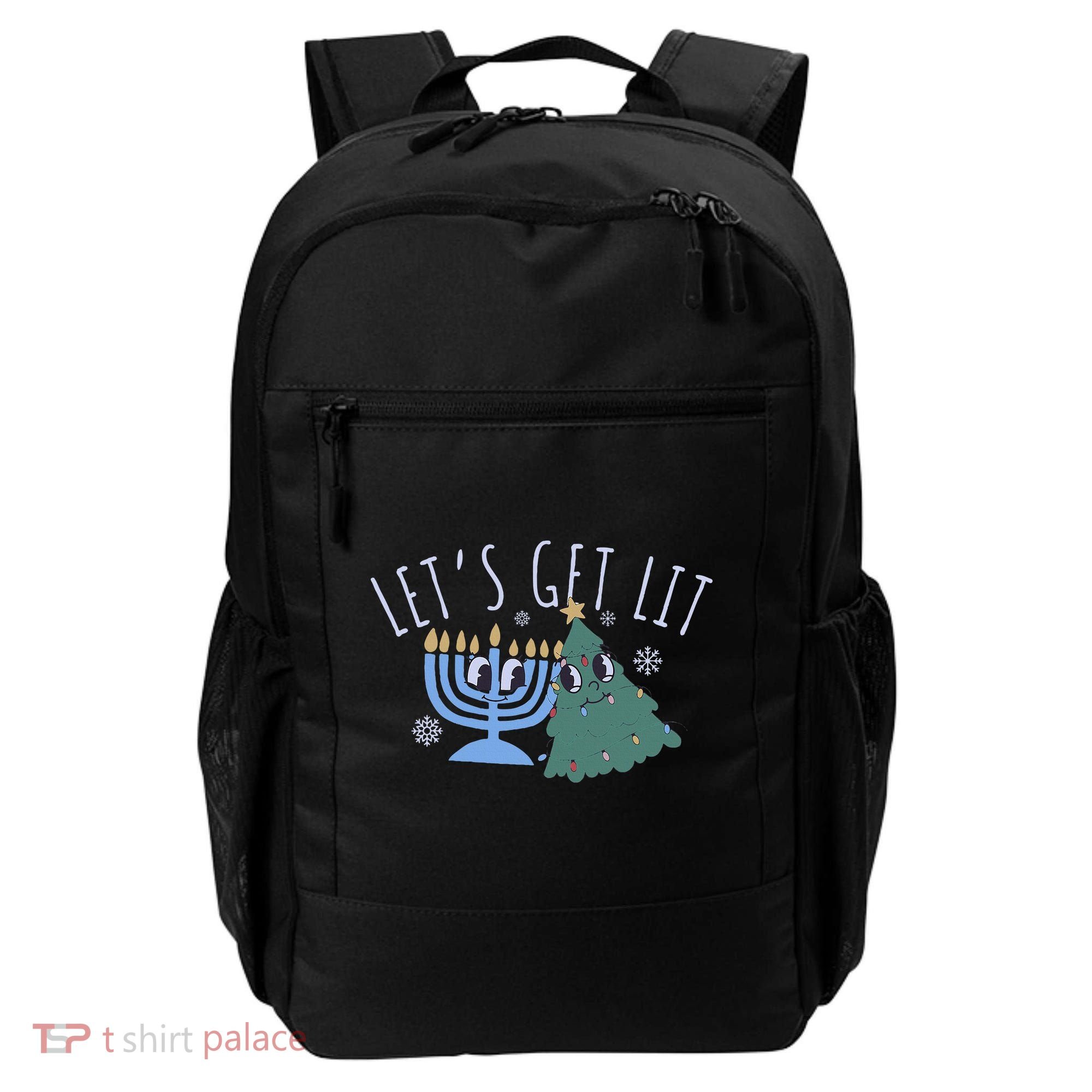LetS Get Lit Chrismukkah Hanukkah Christmas Matching Family Backpack
