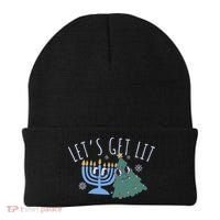 LetS Get Lit Chrismukkah Hanukkah Christmas Matching Family Beanie thumb 0