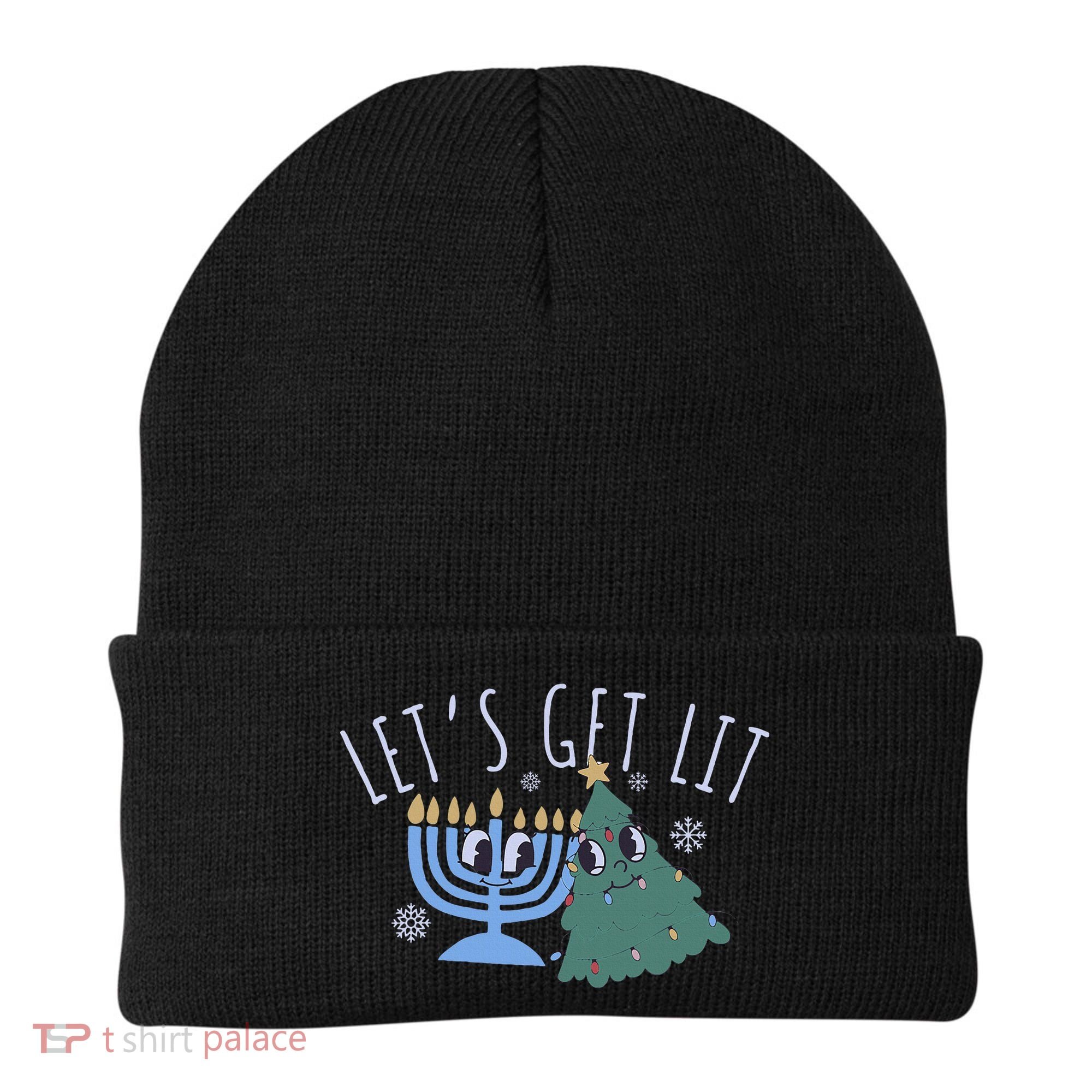 LetS Get Lit Chrismukkah Hanukkah Christmas Matching Family Beanie