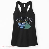 LetS Get Lit Chrismukkah Hanukkah Christmas Matching Family Women's Tank Top thumb 0