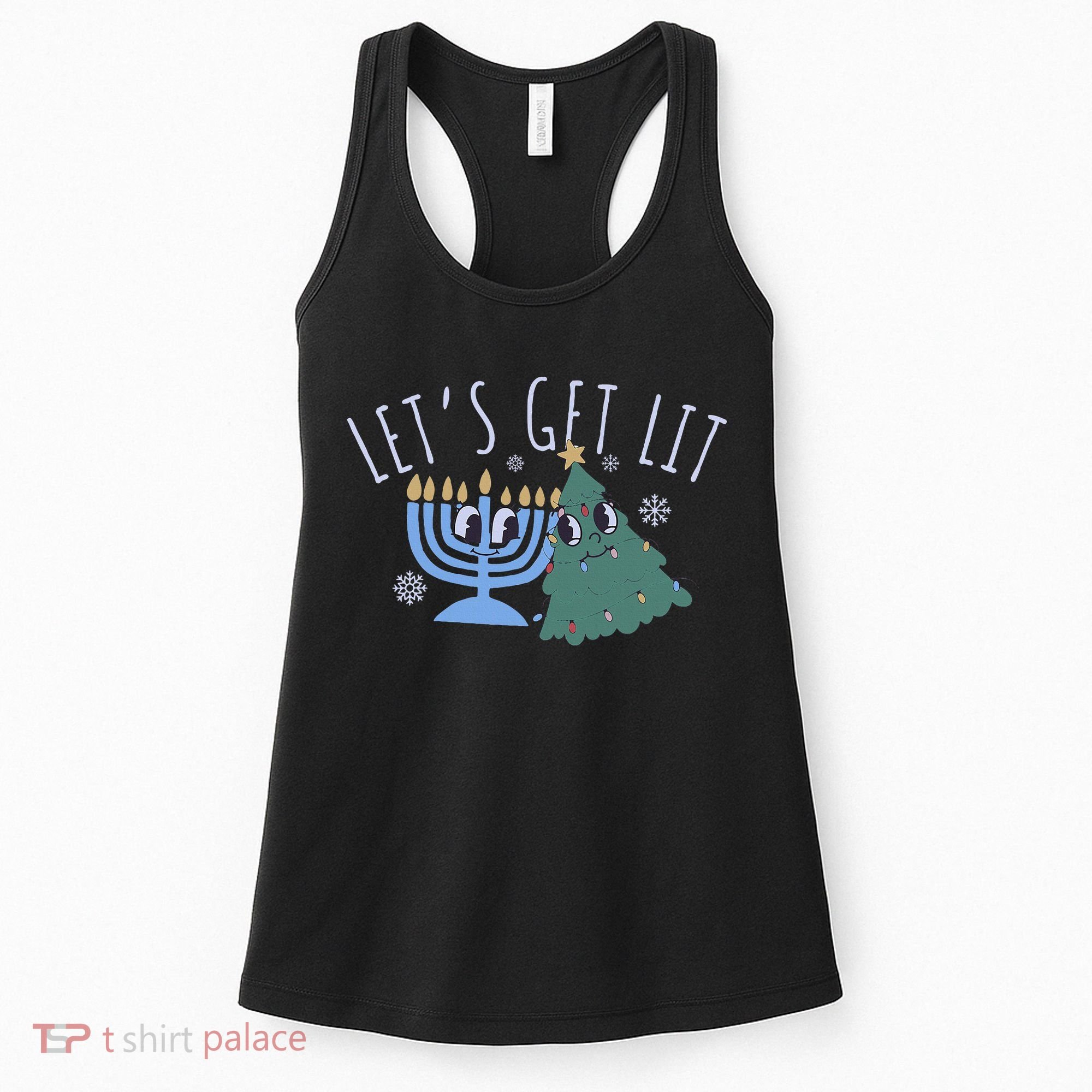 LetS Get Lit Chrismukkah Hanukkah Christmas Matching Family Women's Tank Top