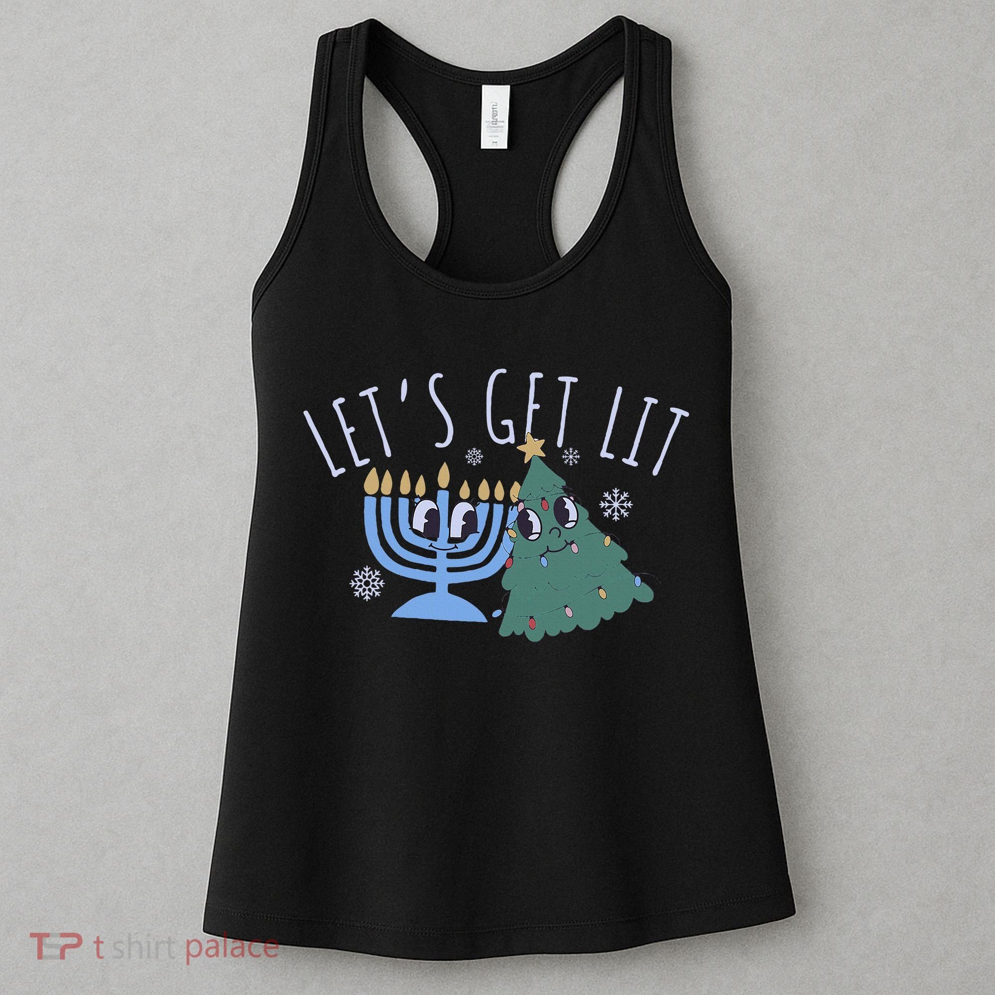 LetS Get Lit Chrismukkah Hanukkah Christmas Matching Family Women's Tank Top