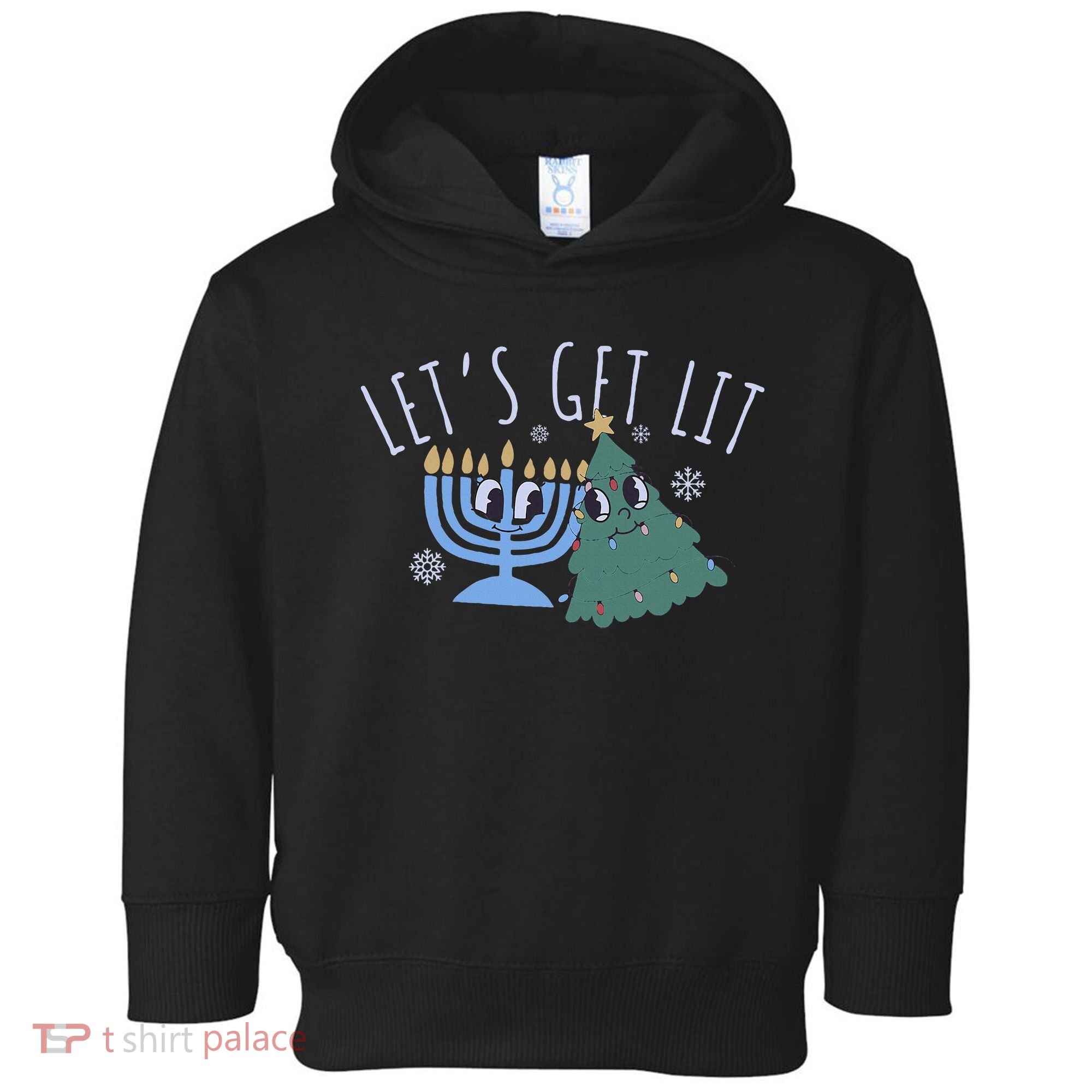 LetS Get Lit Chrismukkah Hanukkah Christmas Matching Family Toddler Hoodie