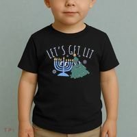 LetS Get Lit Chrismukkah Hanukkah Christmas Matching Family Toddler T-Shirt thumb 2