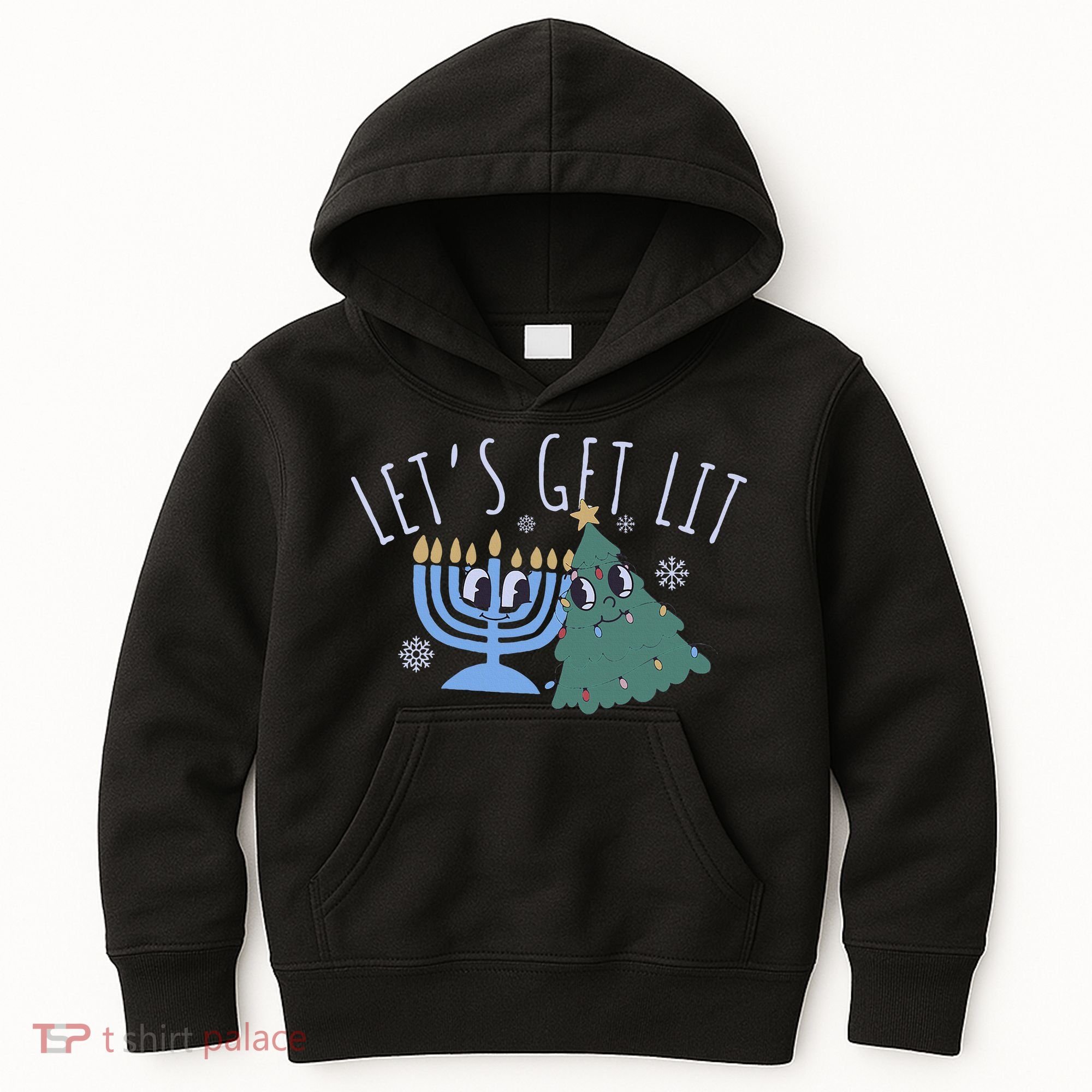 LetS Get Lit Chrismukkah Hanukkah Christmas Matching Family Kids Hoodie