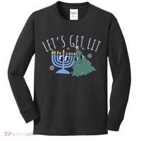 LetS Get Lit Chrismukkah Hanukkah Christmas Matching Family Kids Long Sleeve Shirt thumb 0