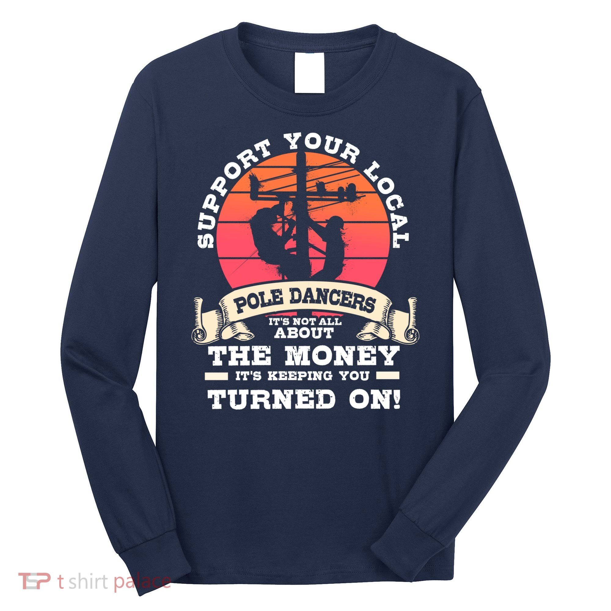 Lineman Gifts Line Worker Image On Back Of Long Sleeve Shirt