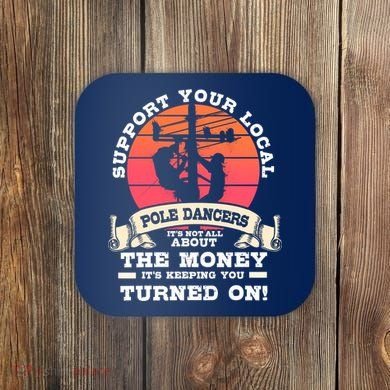 Lineman Gifts Line Worker Image On Back Of Coaster