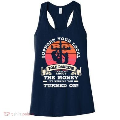 Lineman Gifts Line Worker Image On Back Of Women's Tank Top