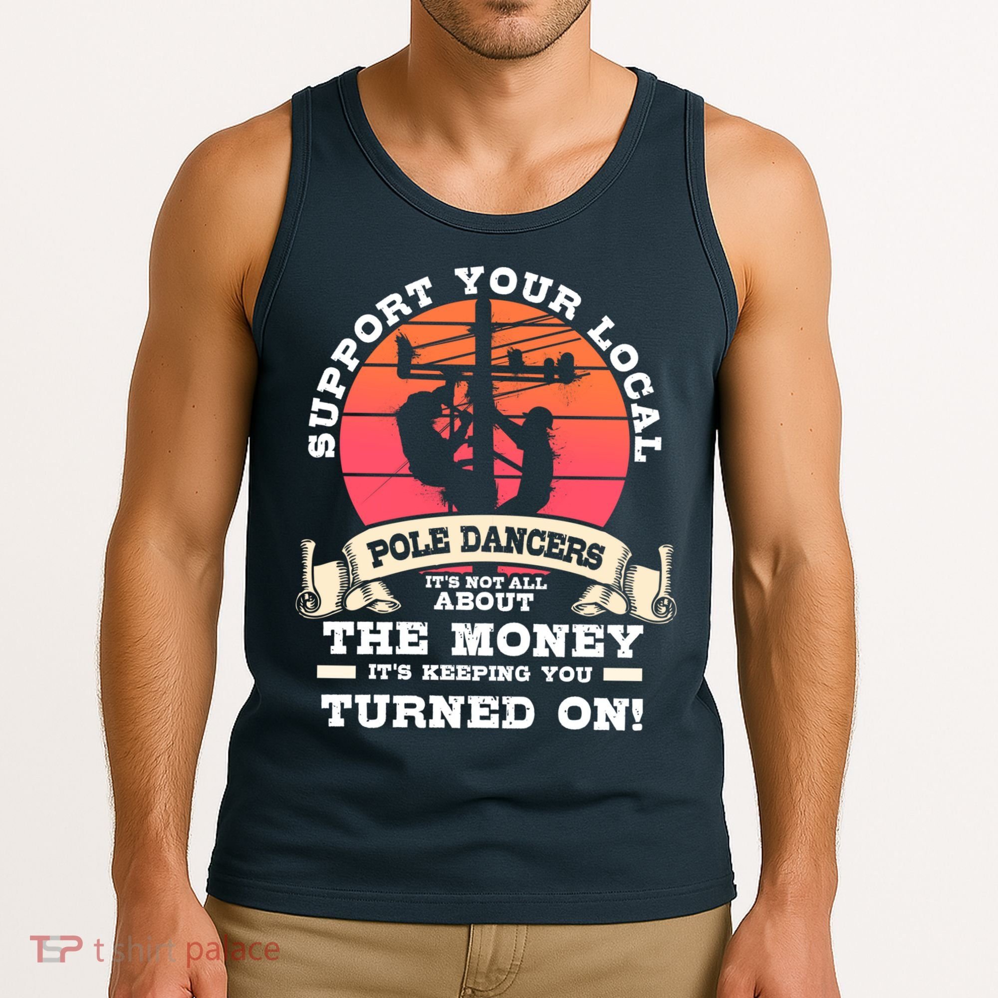Lineman Gifts Line Worker Image On Back Of Tank Top