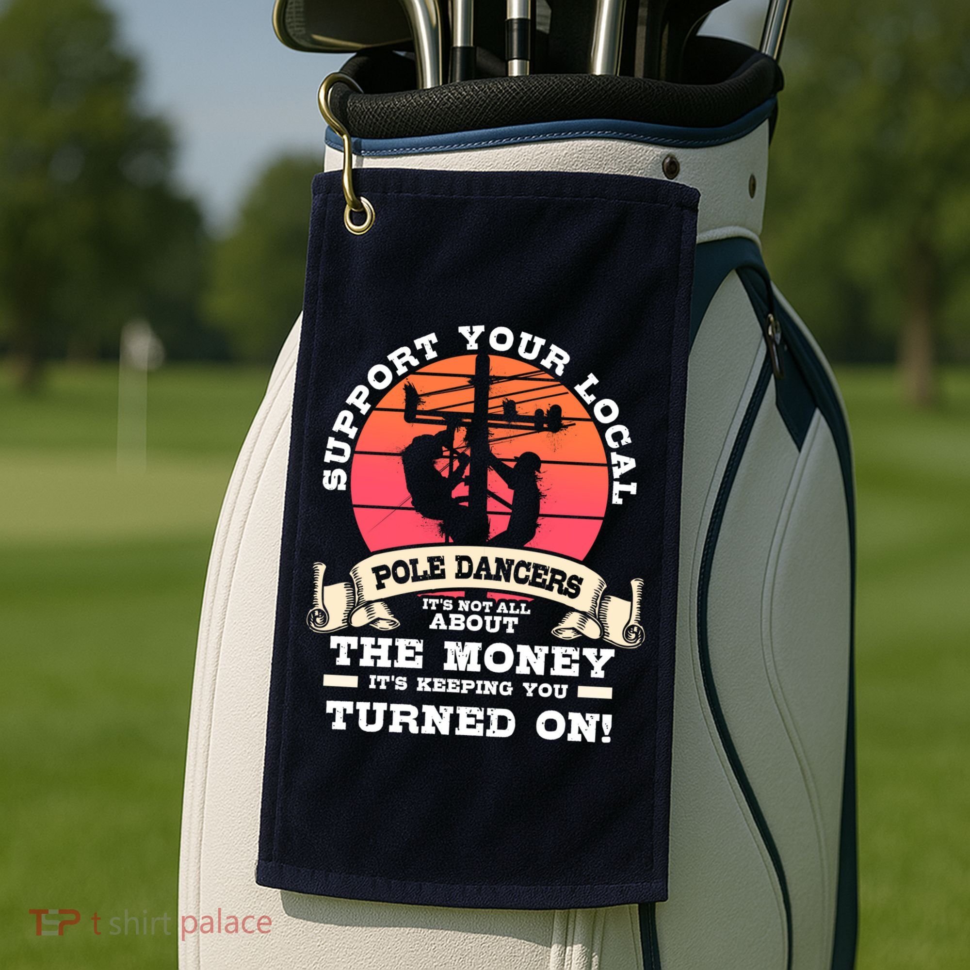 Lineman Gifts Line Worker Image On Back Of Golf Towel