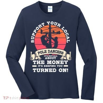 Lineman Gifts Line Worker Image On Back Of Women's Long Sleeve Shirt
