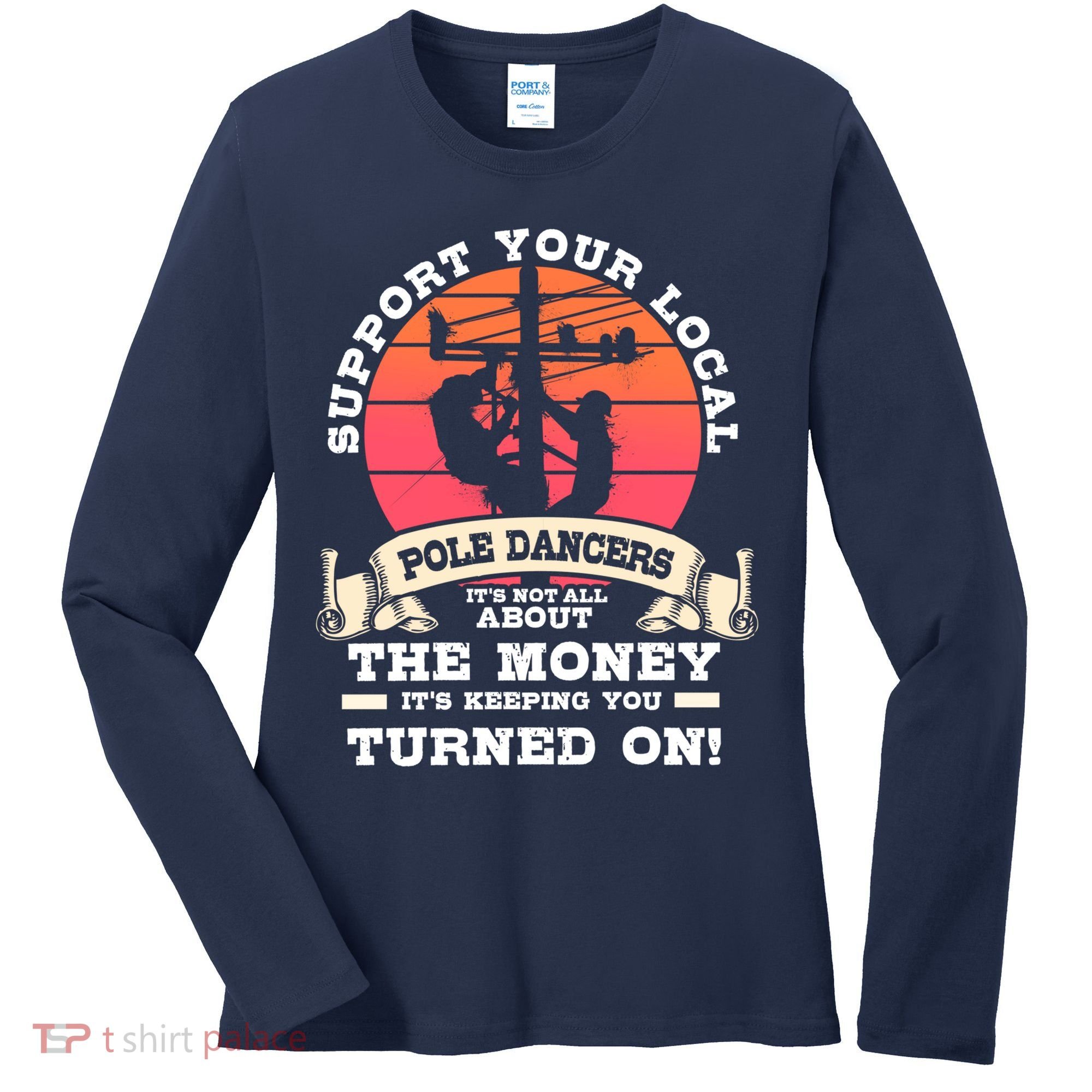 Lineman Gifts Line Worker Image On Back Of Women's Long Sleeve Shirt