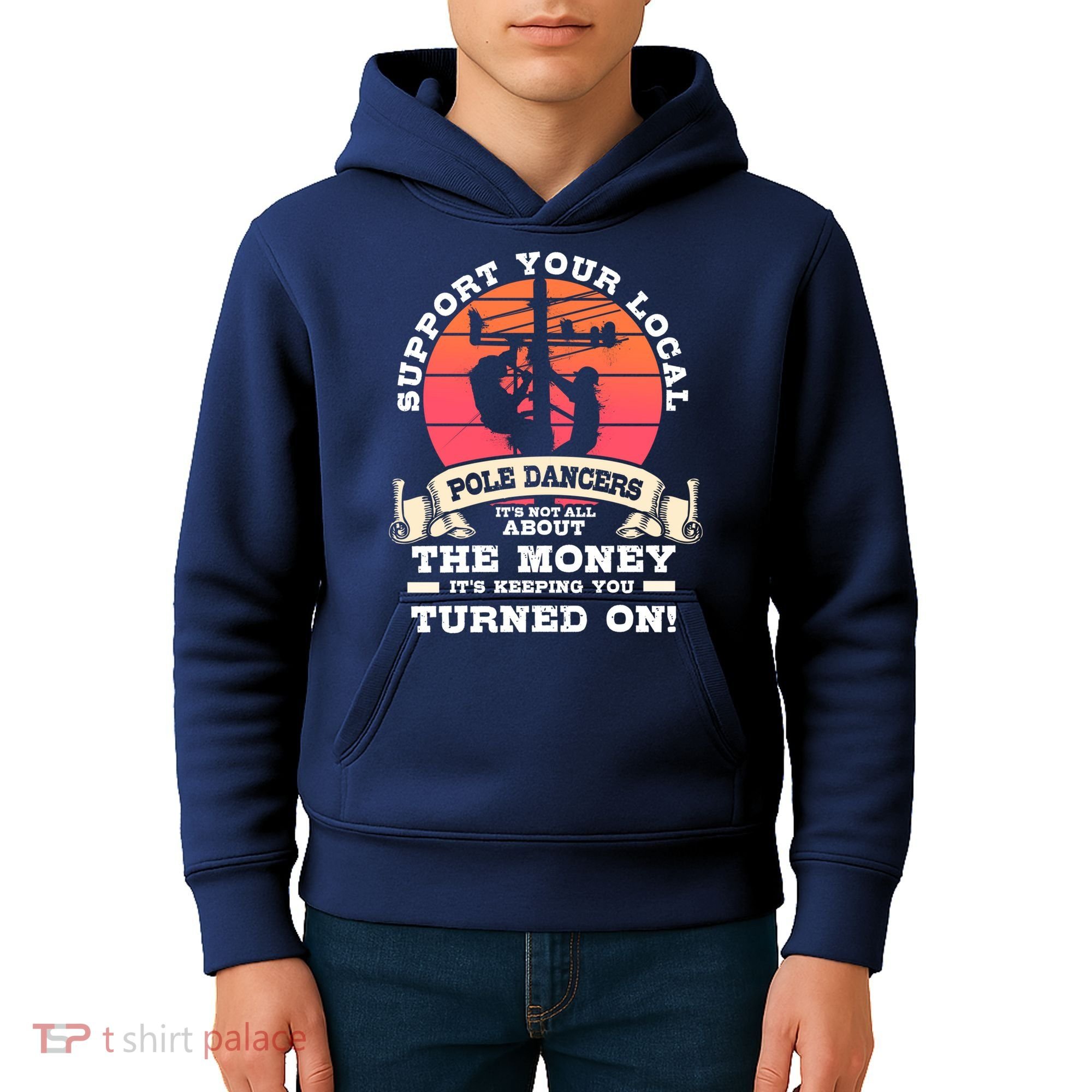 Lineman Gifts Line Worker Image On Back Of Kids Hoodie
