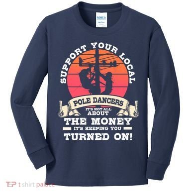 Lineman Gifts Line Worker Image On Back Of Kids Long Sleeve Shirt