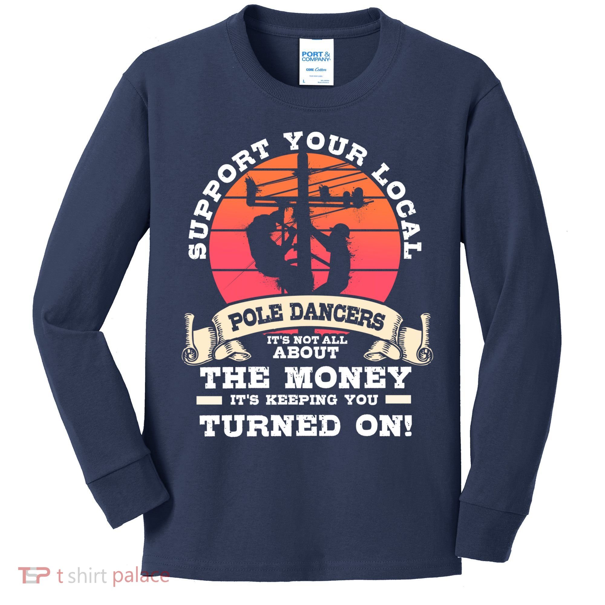 Lineman Gifts Line Worker Image On Back Of Kids Long Sleeve Shirt