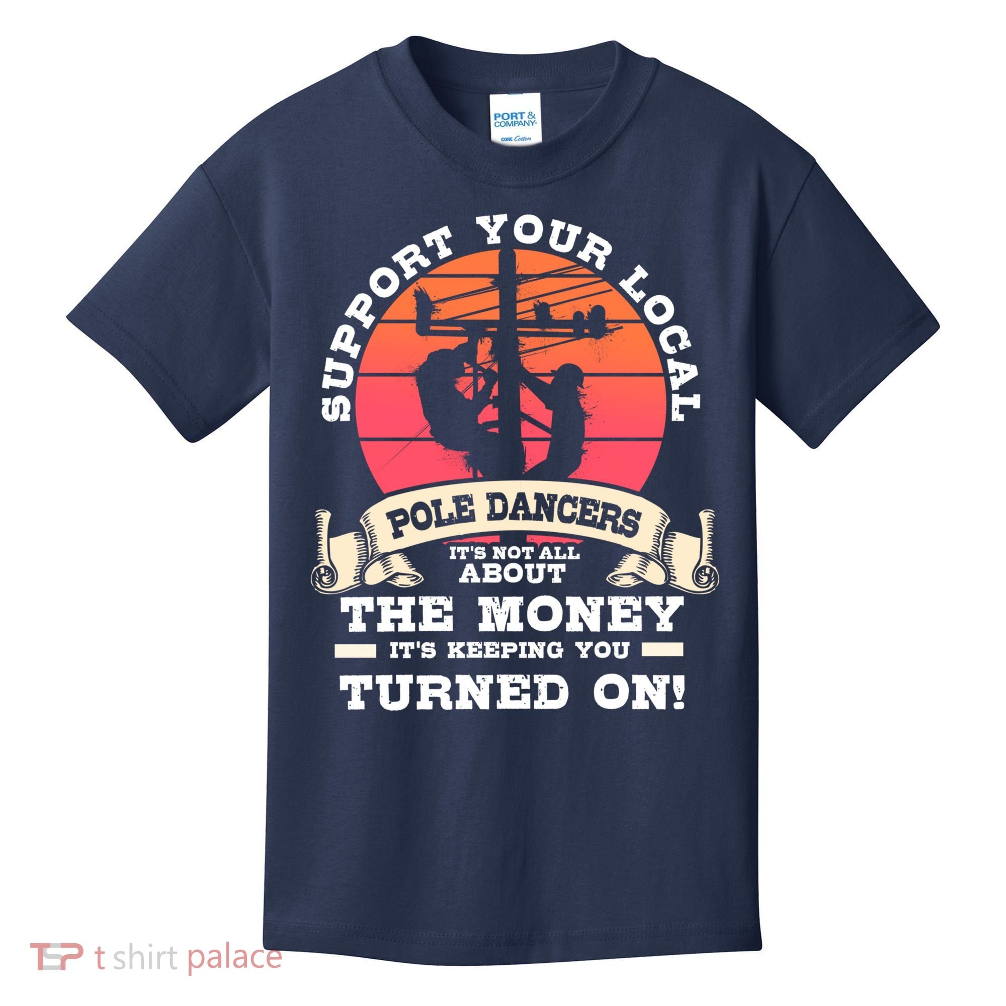 Lineman Gifts Line Worker Image On Back Of Kids T-Shirt
