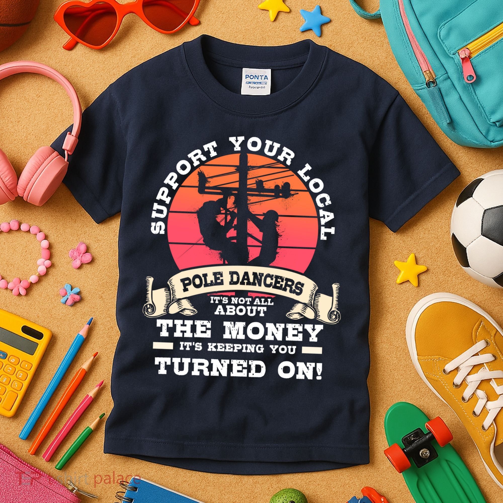 Lineman Gifts Line Worker Image On Back Of Kids T-Shirt