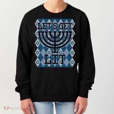 Let's Get Lit Ugly Hanukkah Sweater Chanukah Party Gift Women's Sweatshirt