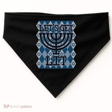 Let's Get Lit Ugly Hanukkah Sweater Chanukah Party Gift USA-Made Doggie Bandana