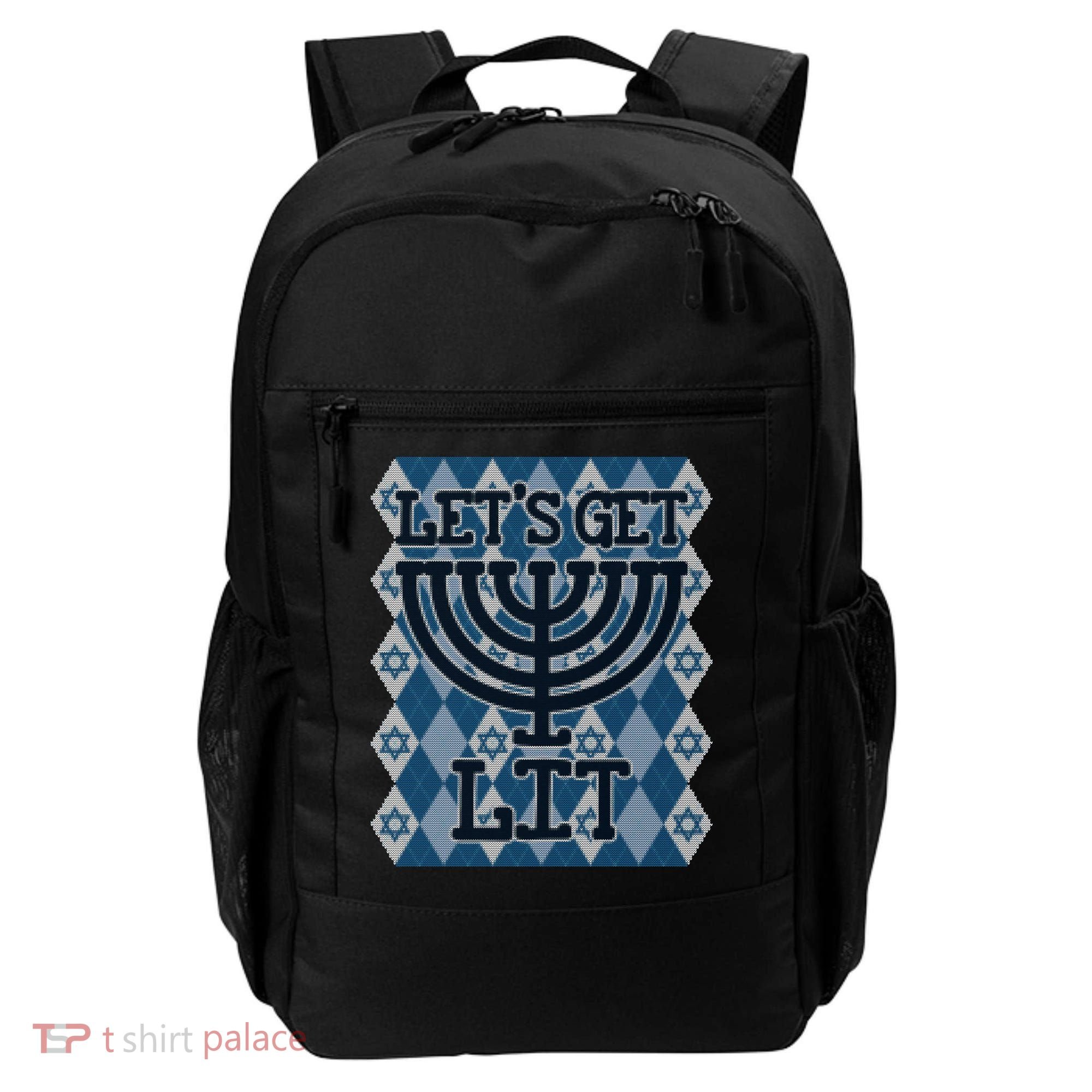 Let's Get Lit Ugly Hanukkah Sweater Chanukah Party Gift Backpack