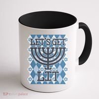 Let's Get Lit Ugly Hanukkah Sweater Chanukah Party Gift Coffee Mug thumb 1