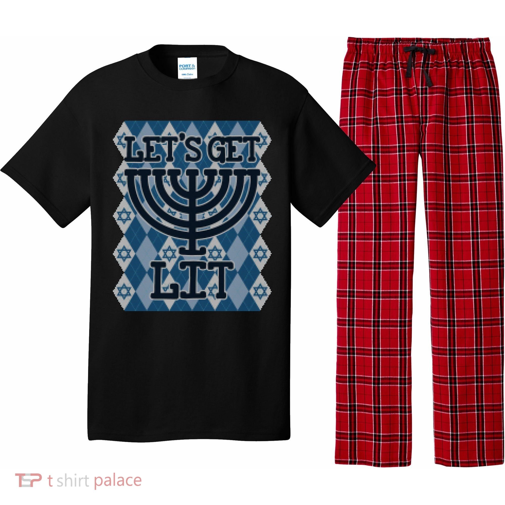 Let's Get Lit Ugly Hanukkah Sweater Chanukah Party Gift Pajama Set