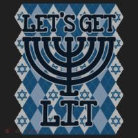 Let's Get Lit Ugly Hanukkah Sweater Chanukah Party Gift Golf Towel thumb 3