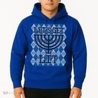 Let's Get Lit Ugly Hanukkah Sweater Chanukah Party Gift Hoodie thumb 2