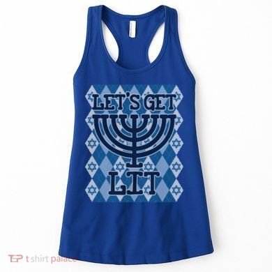 Let's Get Lit Ugly Hanukkah Sweater Chanukah Party Gift Women's Tank Top