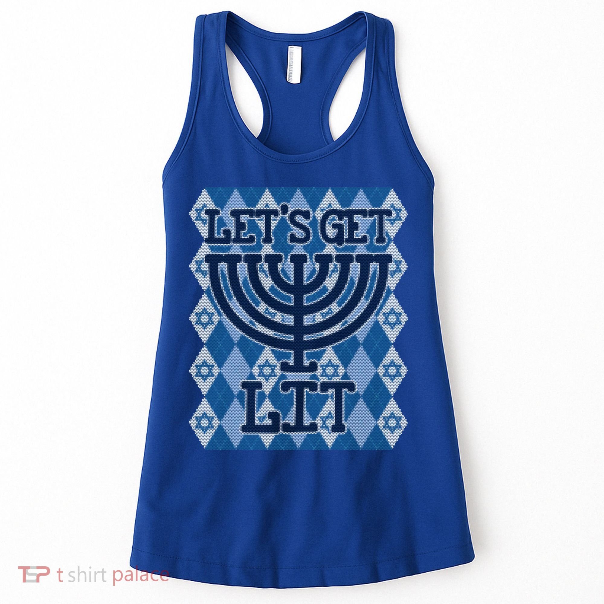 Let's Get Lit Ugly Hanukkah Sweater Chanukah Party Gift Women's Tank Top