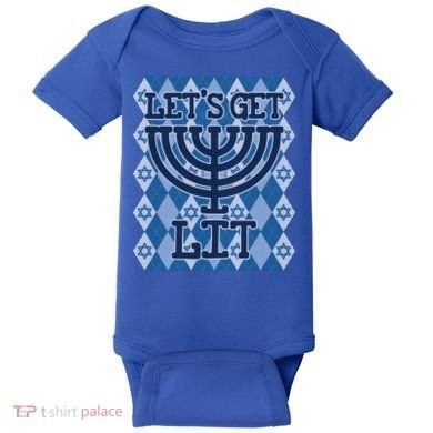 Let's Get Lit Ugly Hanukkah Sweater Chanukah Party Gift Baby Bodysuit