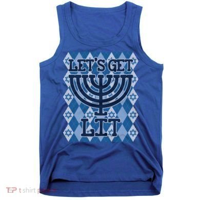 Let's Get Lit Ugly Hanukkah Sweater Chanukah Party Gift Tank Top