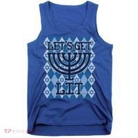 Let's Get Lit Ugly Hanukkah Sweater Chanukah Party Gift Tank Top thumb 0