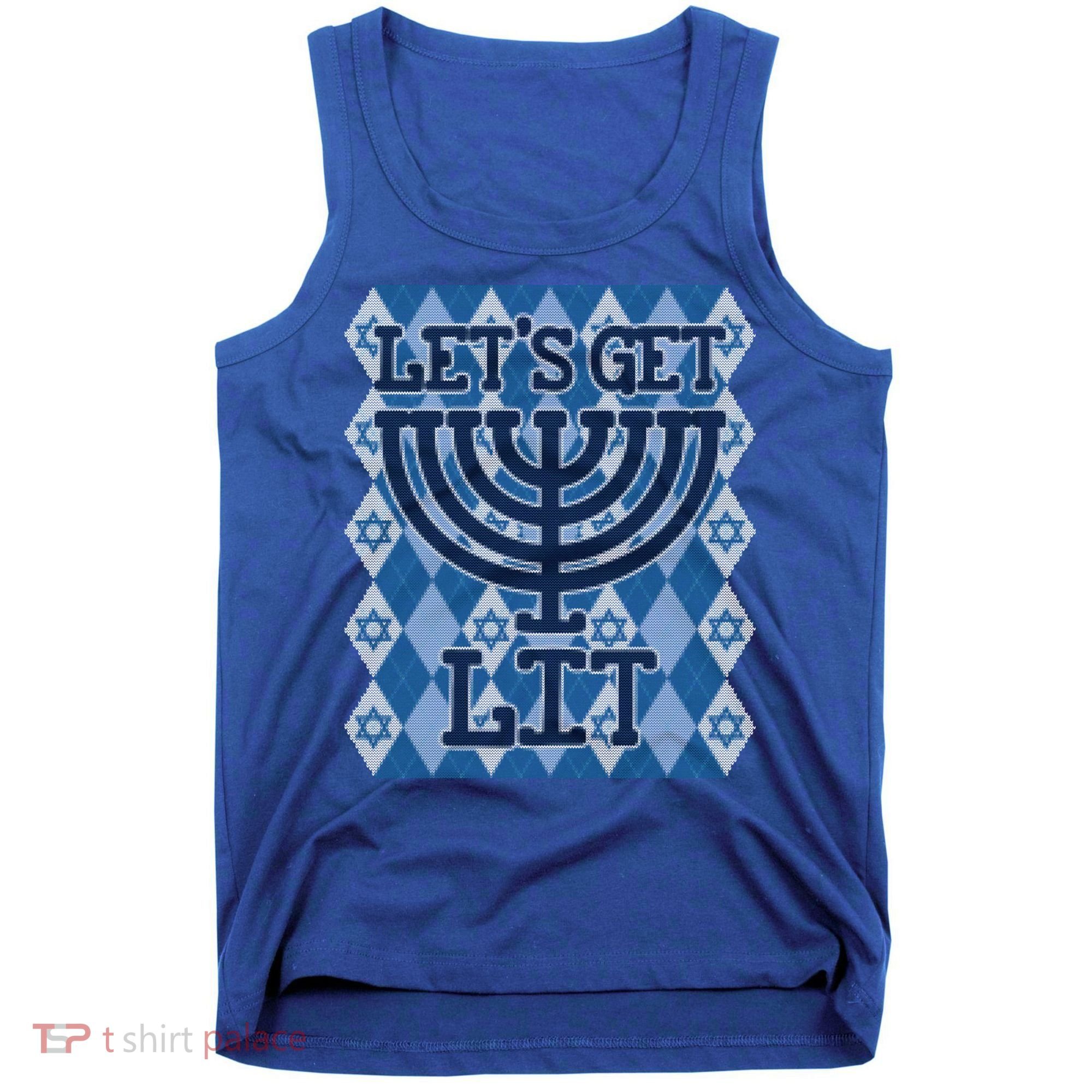 Let's Get Lit Ugly Hanukkah Sweater Chanukah Party Gift Tank Top