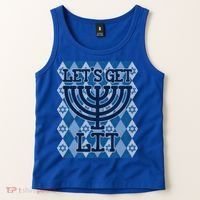 Let's Get Lit Ugly Hanukkah Sweater Chanukah Party Gift Tank Top thumb 2