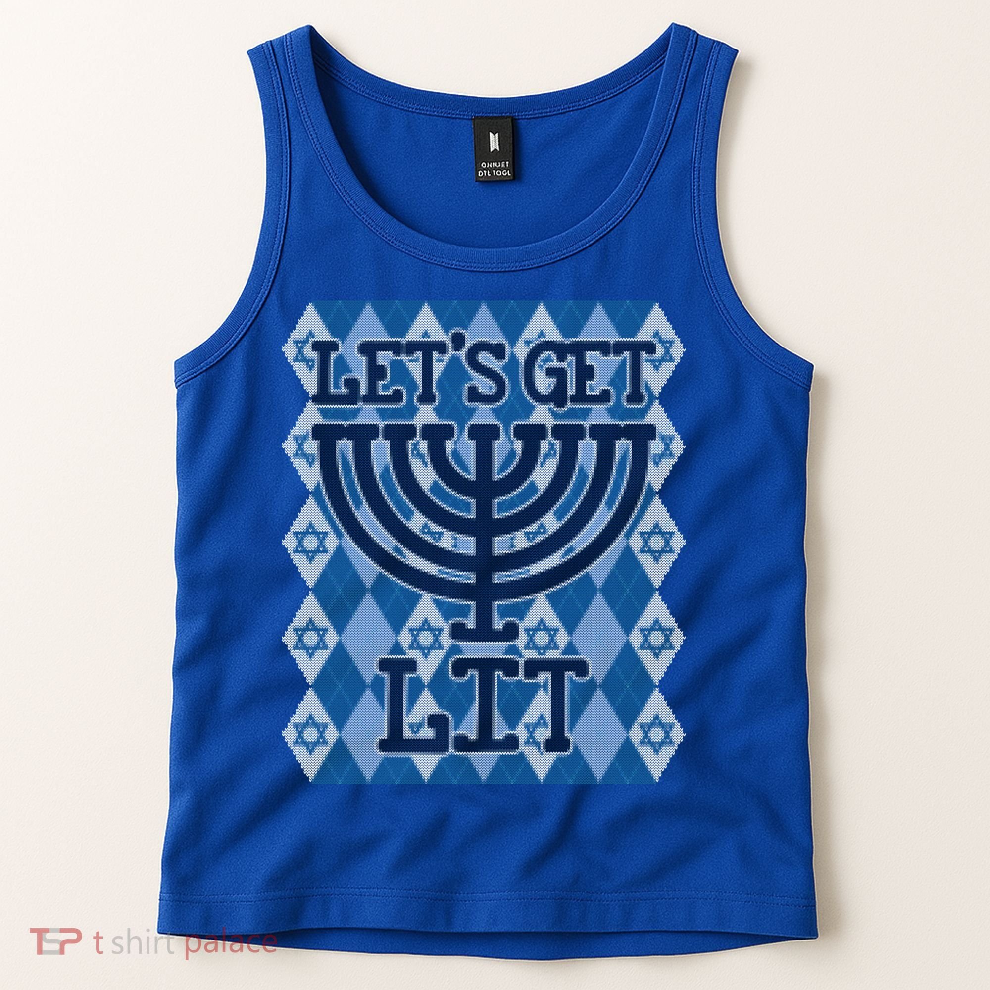 Let's Get Lit Ugly Hanukkah Sweater Chanukah Party Gift Tank Top