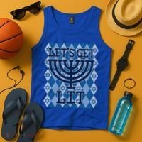 Let's Get Lit Ugly Hanukkah Sweater Chanukah Party Gift Tank Top thumb 4