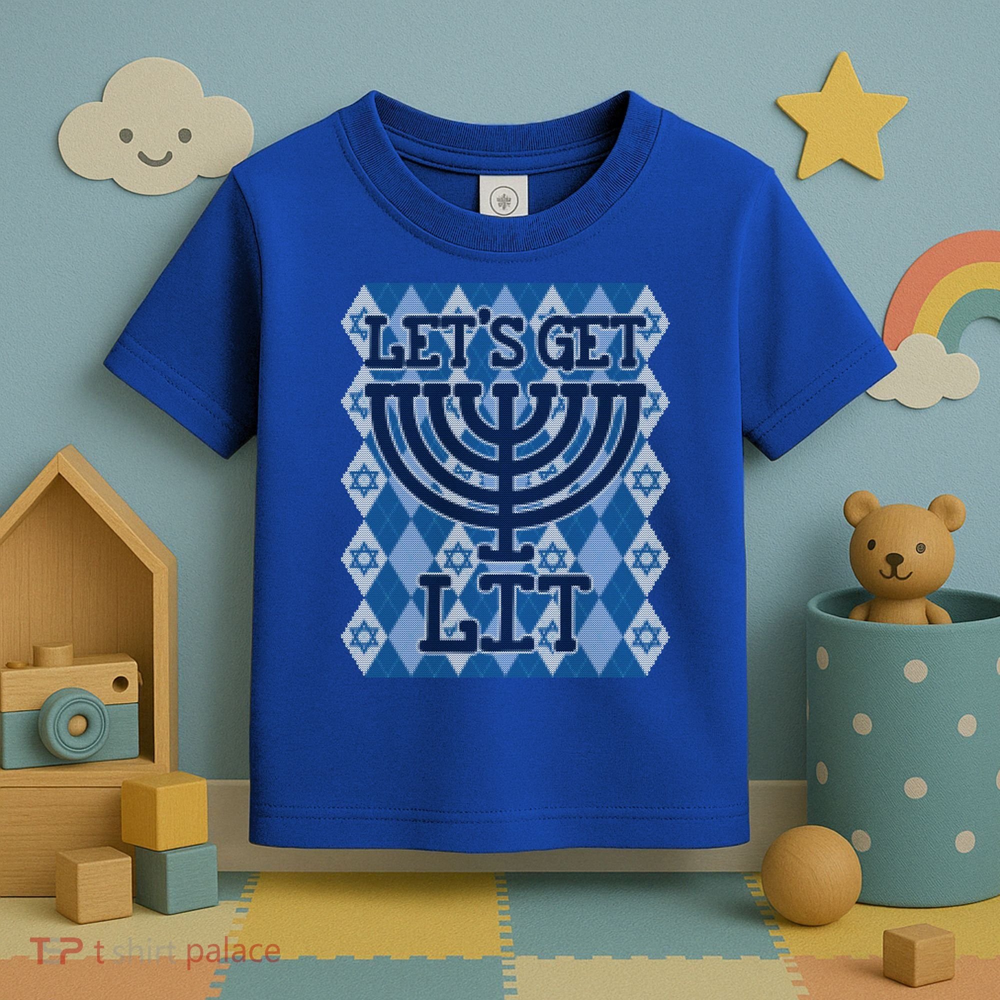 Let's Get Lit Ugly Hanukkah Sweater Chanukah Party Gift Toddler T-Shirt